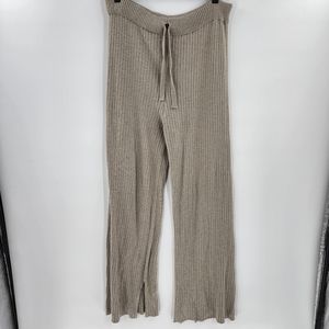 Boho wide leg stretch pants ribbed tan brown xl